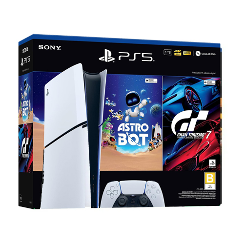 PlayStation®5 Slim 1TB Edición Digital + 2 JUEGOS (Astrobot & Gran Turismo)